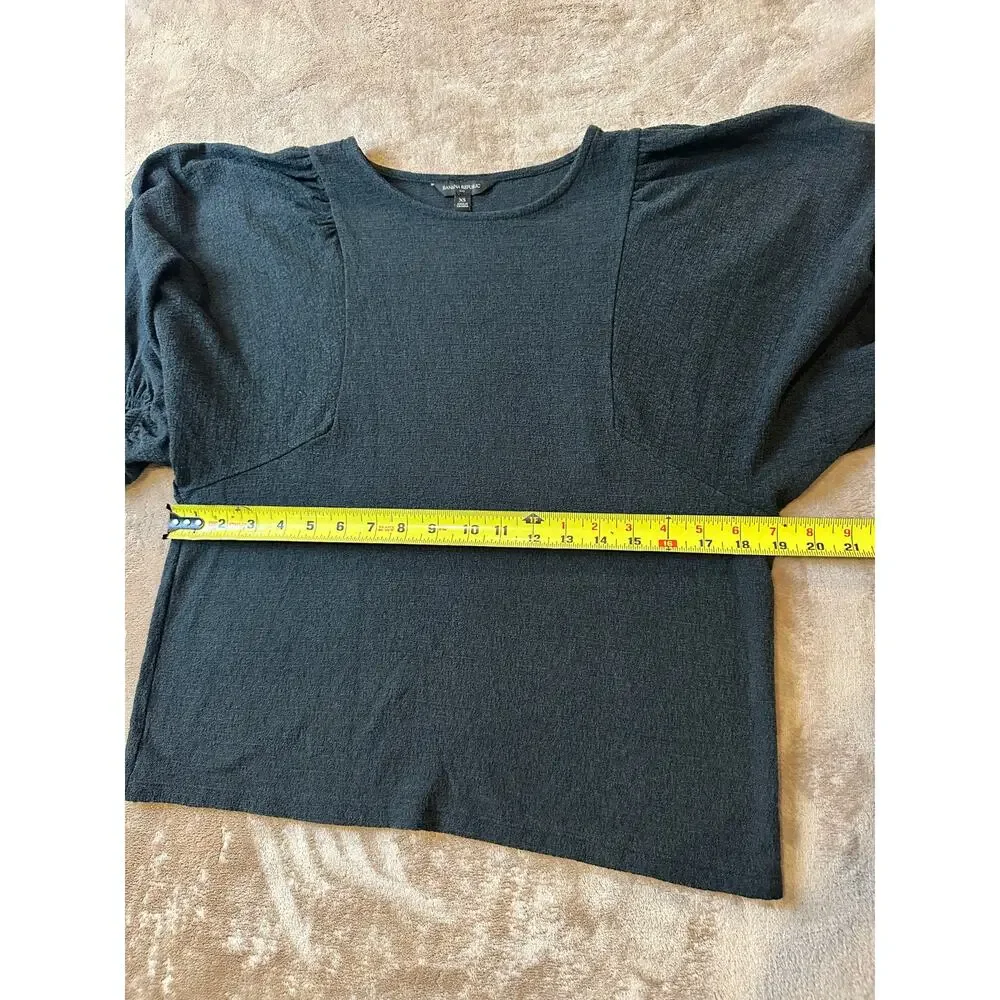 Banana Republic Textured Puff Sleeve Blouse Black XS